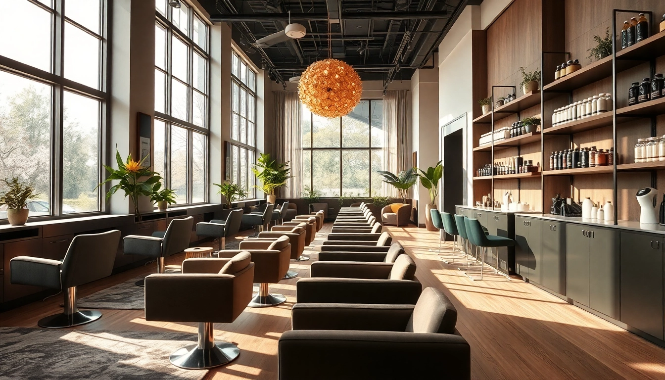 Interior of Omnia Salon highlighting luxury hair services and eco-friendly decor at addendum salon.